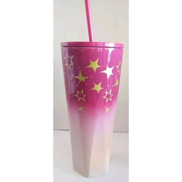Starbucks Christmas Holiday 2024 Pink & Gold Stars Stainless-Steel Venti Tumbler - Picture 3 of 7